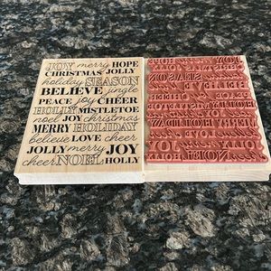 RECOLLECTIONS CHRISTMAS HOLIDAY SENTIMENTS WOOD STAMP NWT